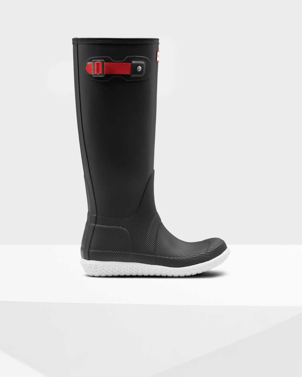 Hunter Original Flat Heel Calendar Sole Tall Women's Rain Boots NZ-39878A Black/Red